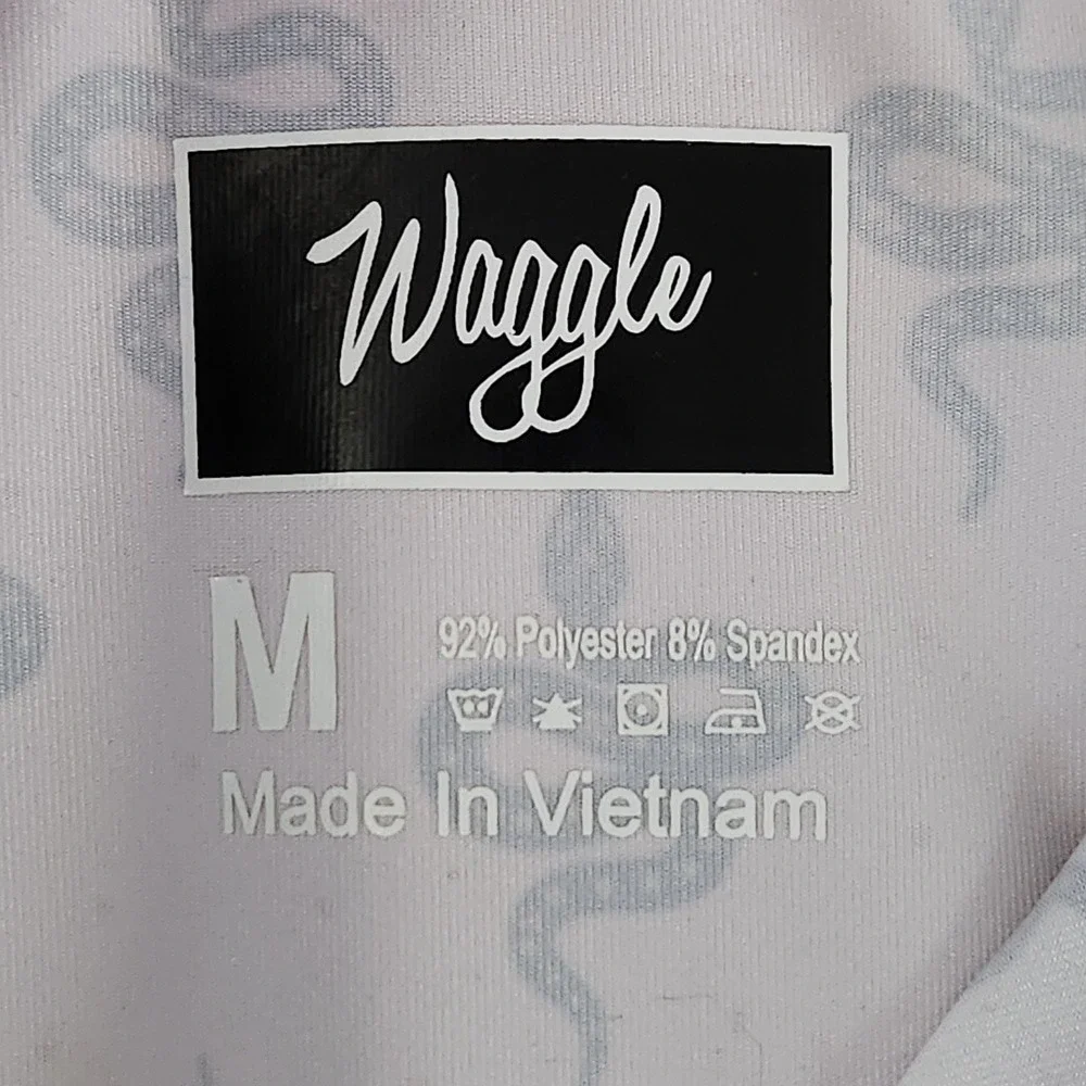 Waggle Golf Polo Shirt Mens Medium White Snake Print Performance Short Sleeve - Picture 3 of 6